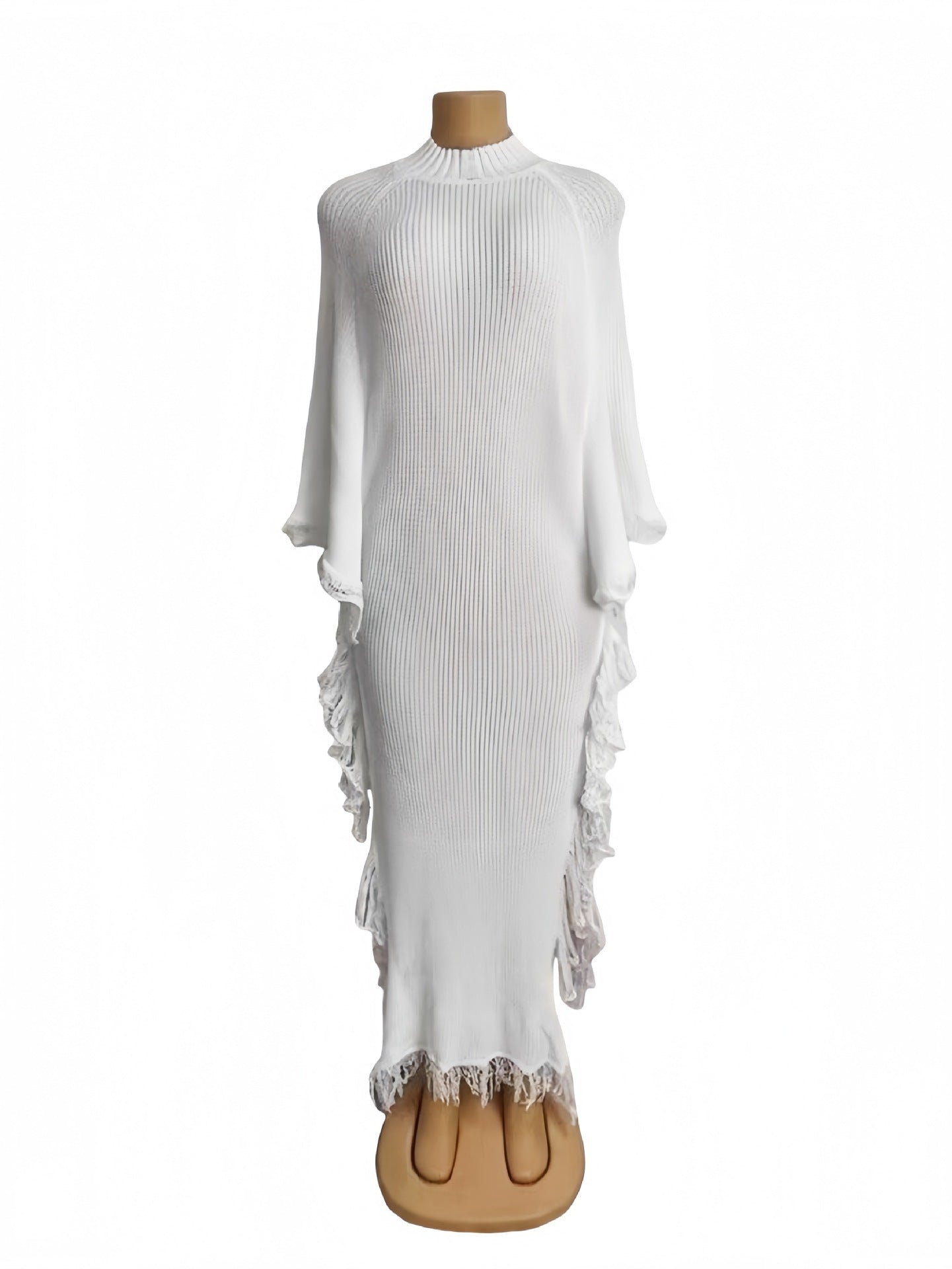 European And American High-neck Bat-sleeve Slit Pencil Skirt