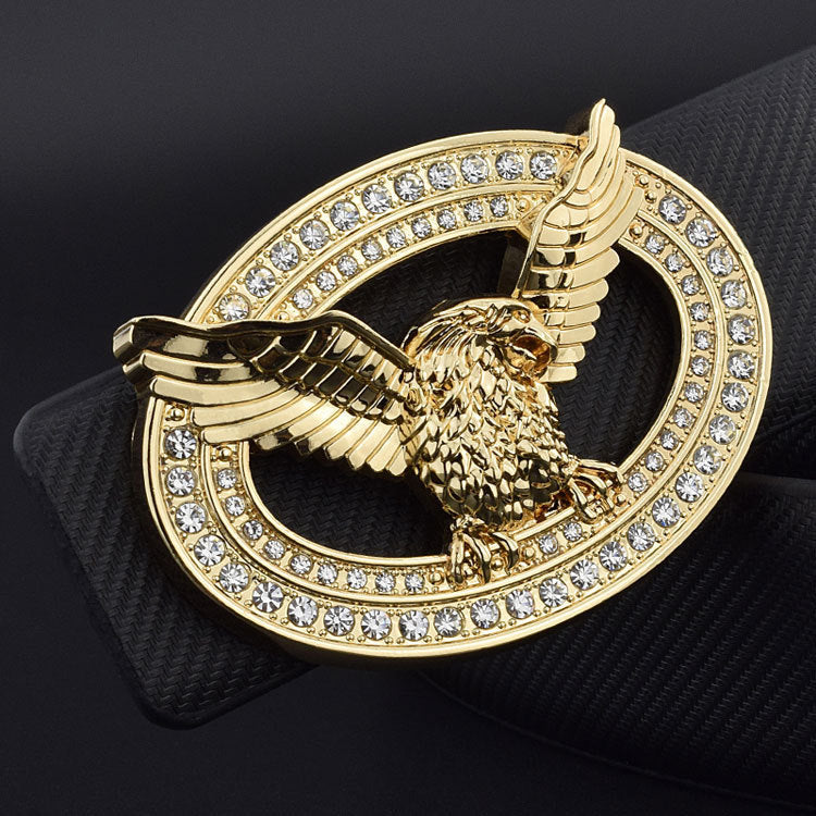 Diamond-studded Leather Belt With Animal Buckle Men and Women