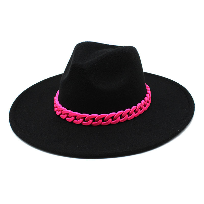 Men's And Women's Large Brim Wool Top Hat