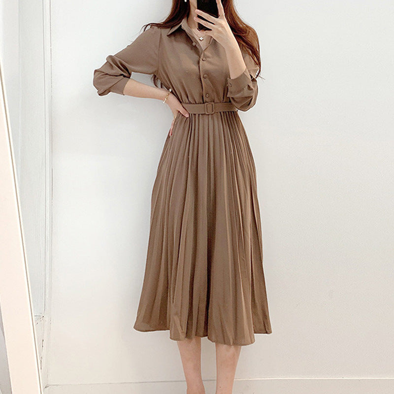 Women's French Waist Slim Temperament Shirt Dress