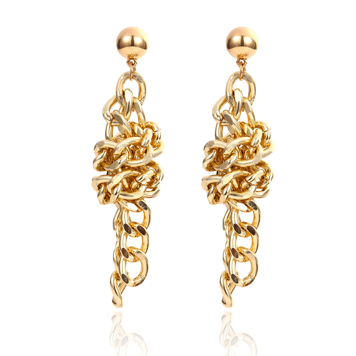 Personality Geometric Fashion Metal Earrings Women Exaggerated Punk Simple Knotted Chain Earrings