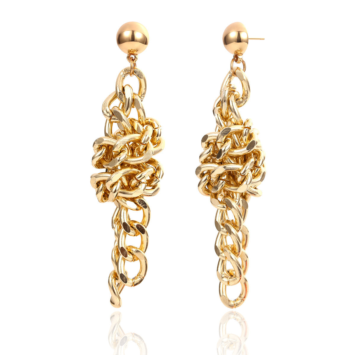 Personality Geometric Fashion Metal Earrings Women Exaggerated Punk Simple Knotted Chain Earrings