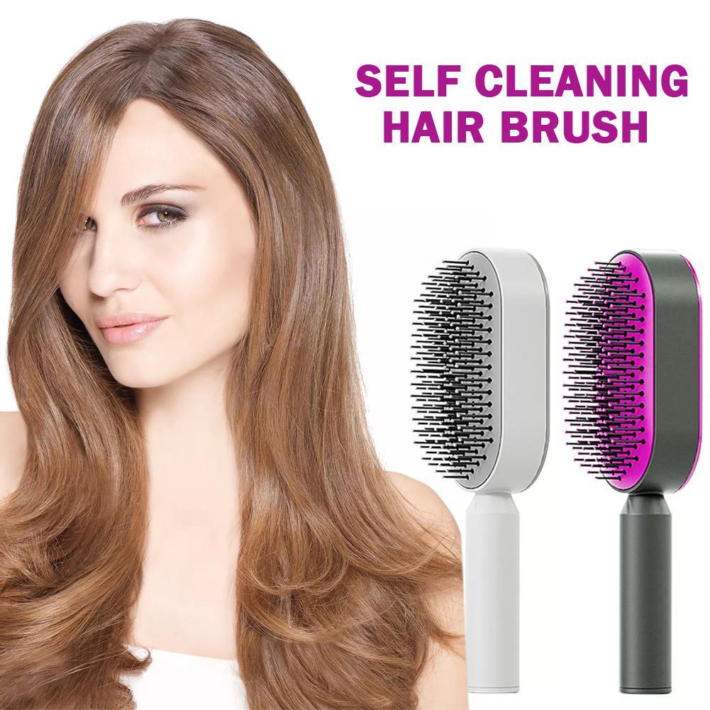 Self-Cleaning Hair Brush Self Cleaning Hair Brush For Women Massage Scalp Promote Blood Circulation Anti Hair Loss