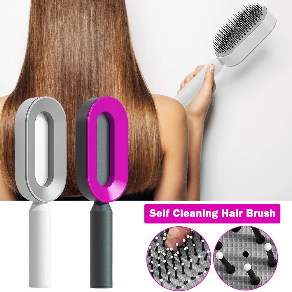 Self-Cleaning Hair Brush Self Cleaning Hair Brush For Women Massage Scalp Promote Blood Circulation Anti Hair Loss