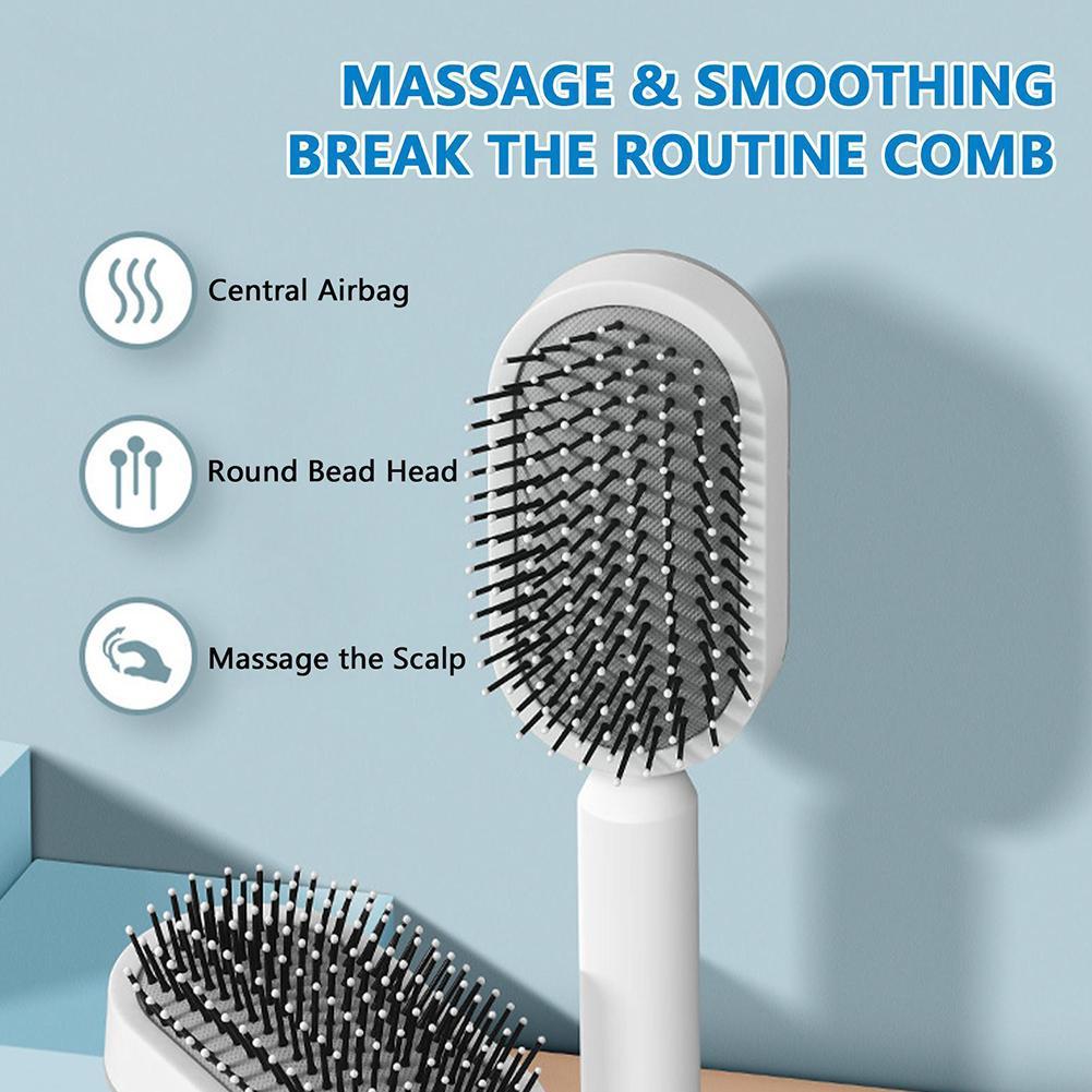Self-Cleaning Hair Brush Self Cleaning Hair Brush For Women Massage Scalp Promote Blood Circulation Anti Hair Loss