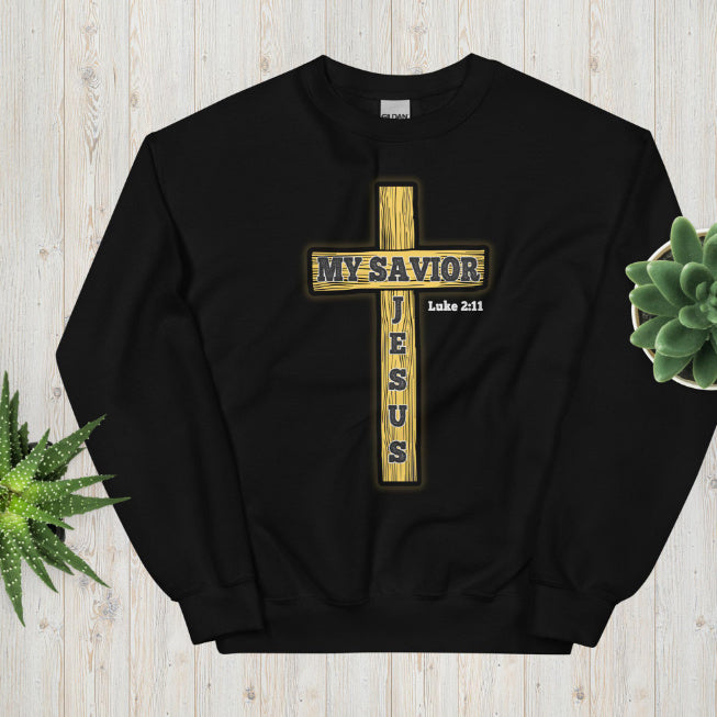 European And American Cross My Savior Jesus Round Neck Pullover