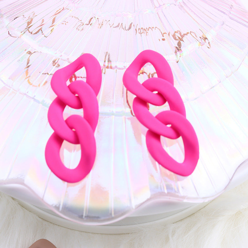 Fashion Three-piece Chain Stud Earrings Simple Personality Acrylic