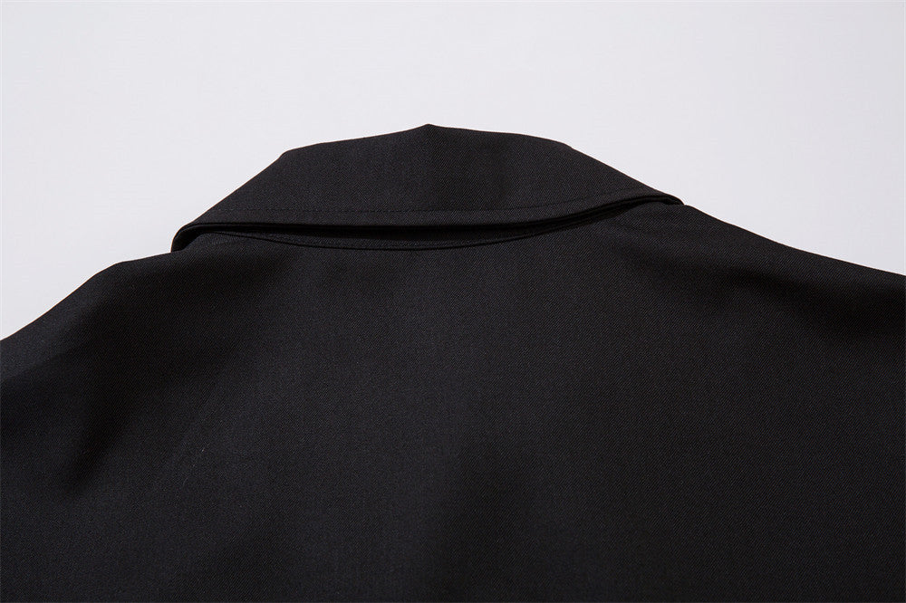 Decorative Zipper Short Sleeve Shirt Men's Loose