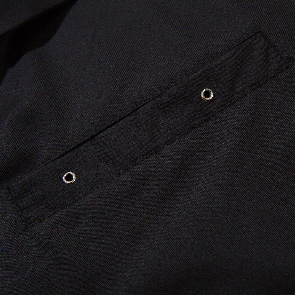 Decorative Zipper Short Sleeve Shirt Men's Loose