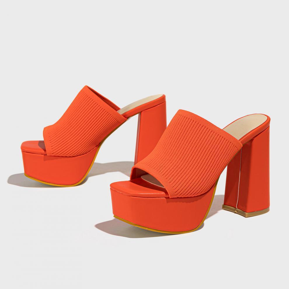 ZARA COLLECTION Summer Women's Knitted Fashionable Chunky Heel Waterproof Platform Outdoor Street Slippers