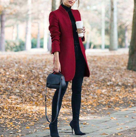 ZARA COLLECTION Long Wool Coat Warm Elegant Winter Coat Female Plus Size