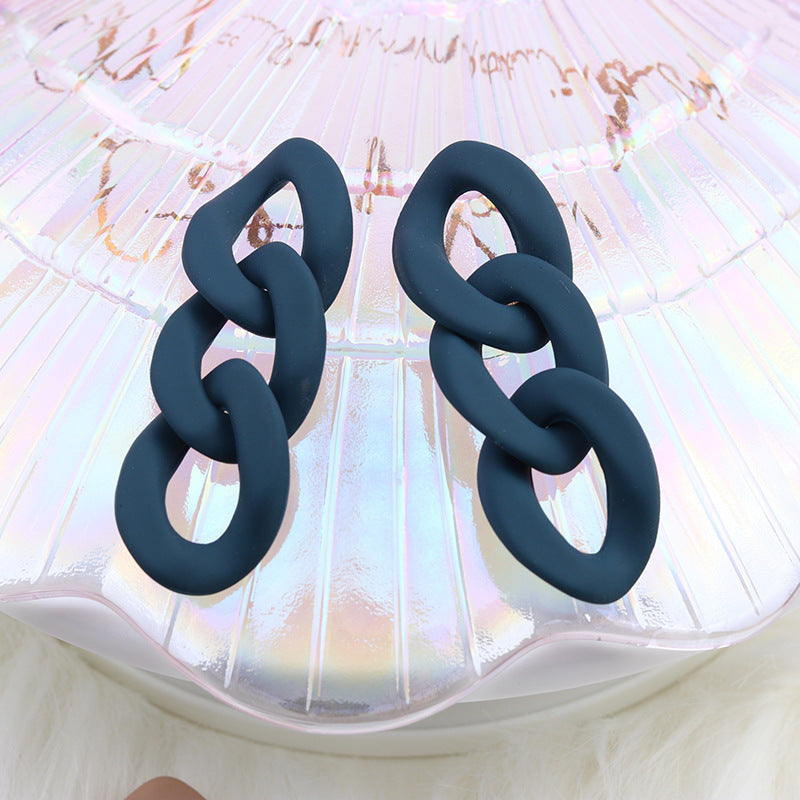 Fashion Three-piece Chain Stud Earrings Simple Personality Acrylic
