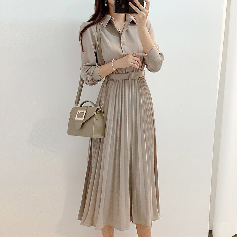 Women's French Waist Slim Temperament Shirt Dress
