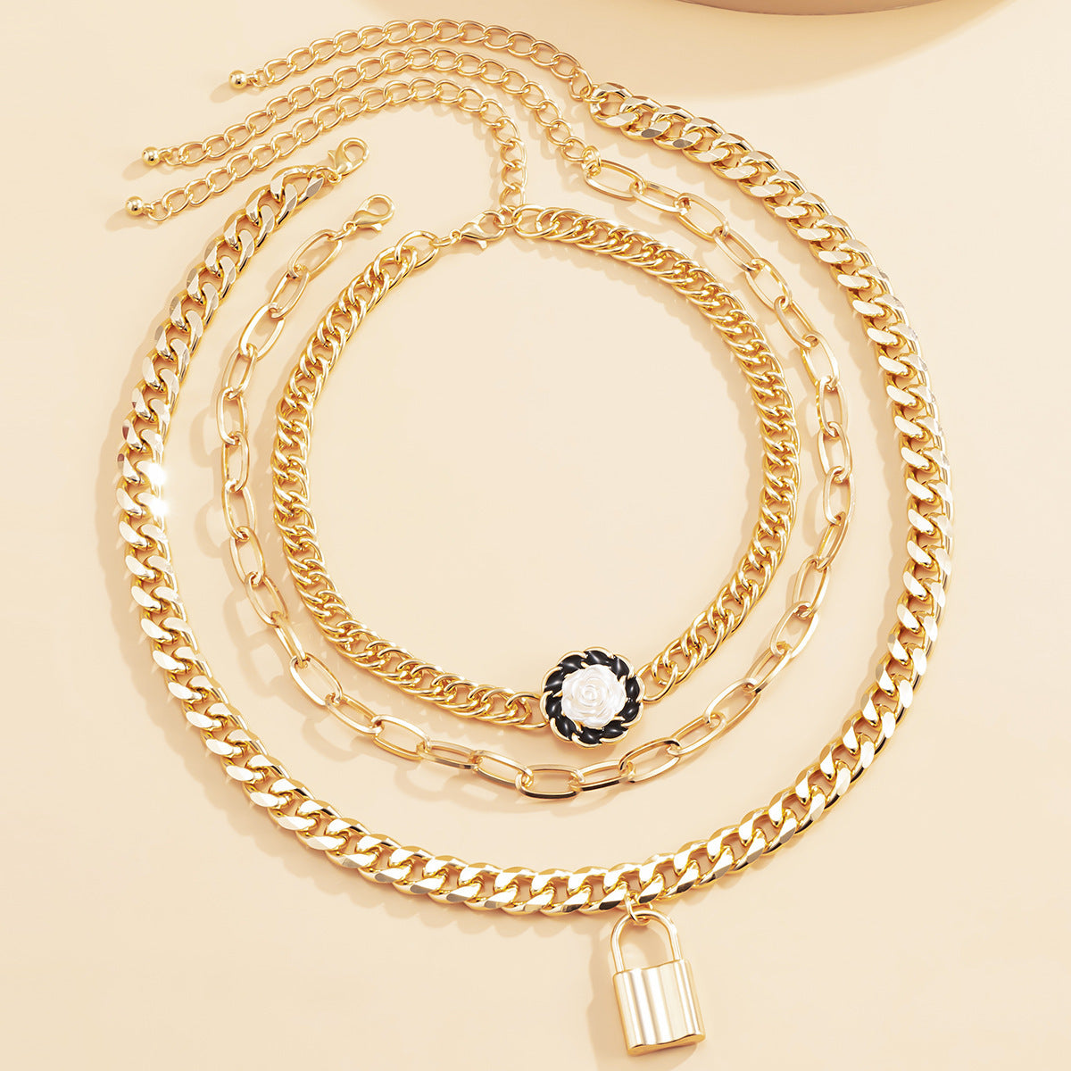 Trend Fashion Cross Hollow Lock Neck Chain