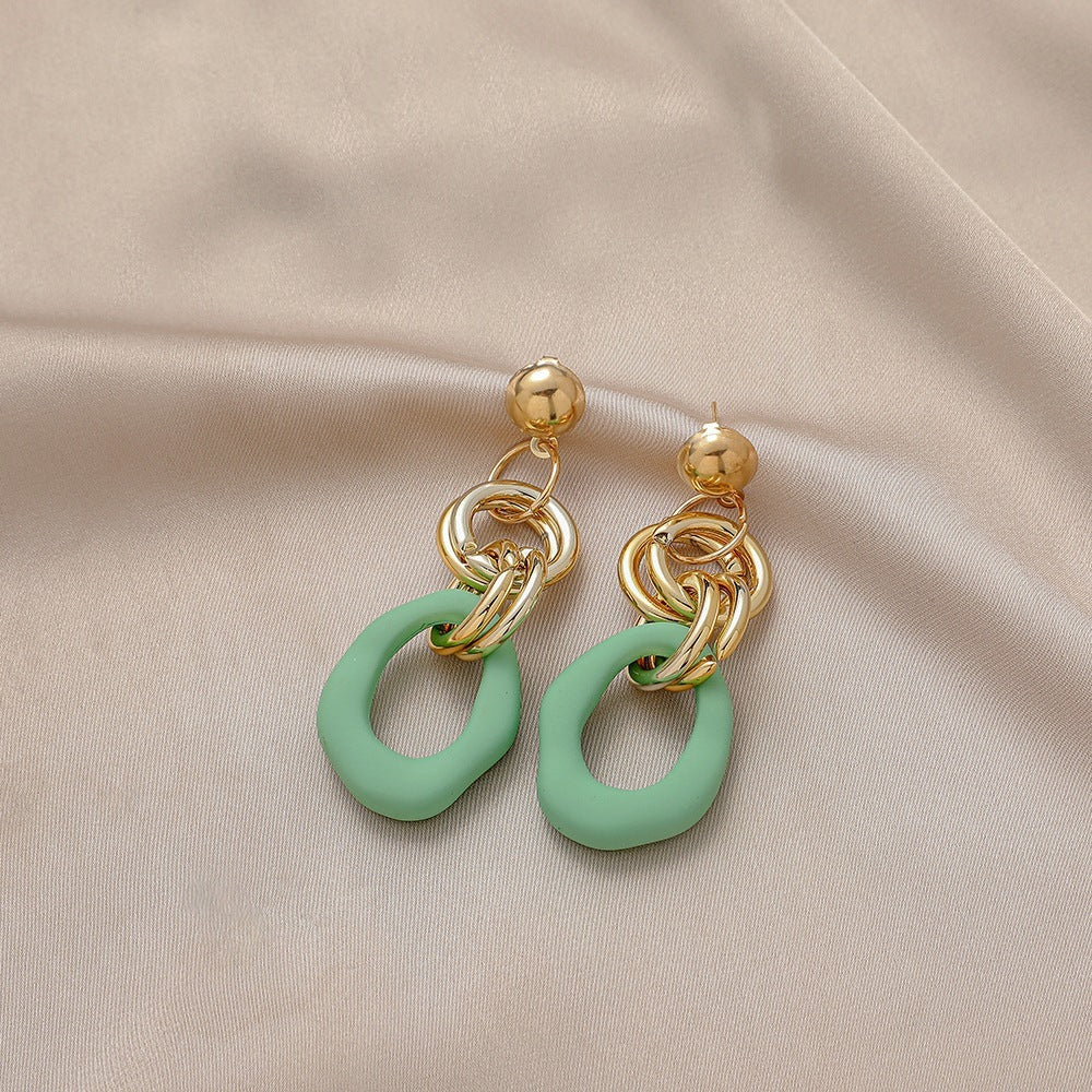 Long Exaggerated O-shaped Circle Color Acrylic Big Earrings