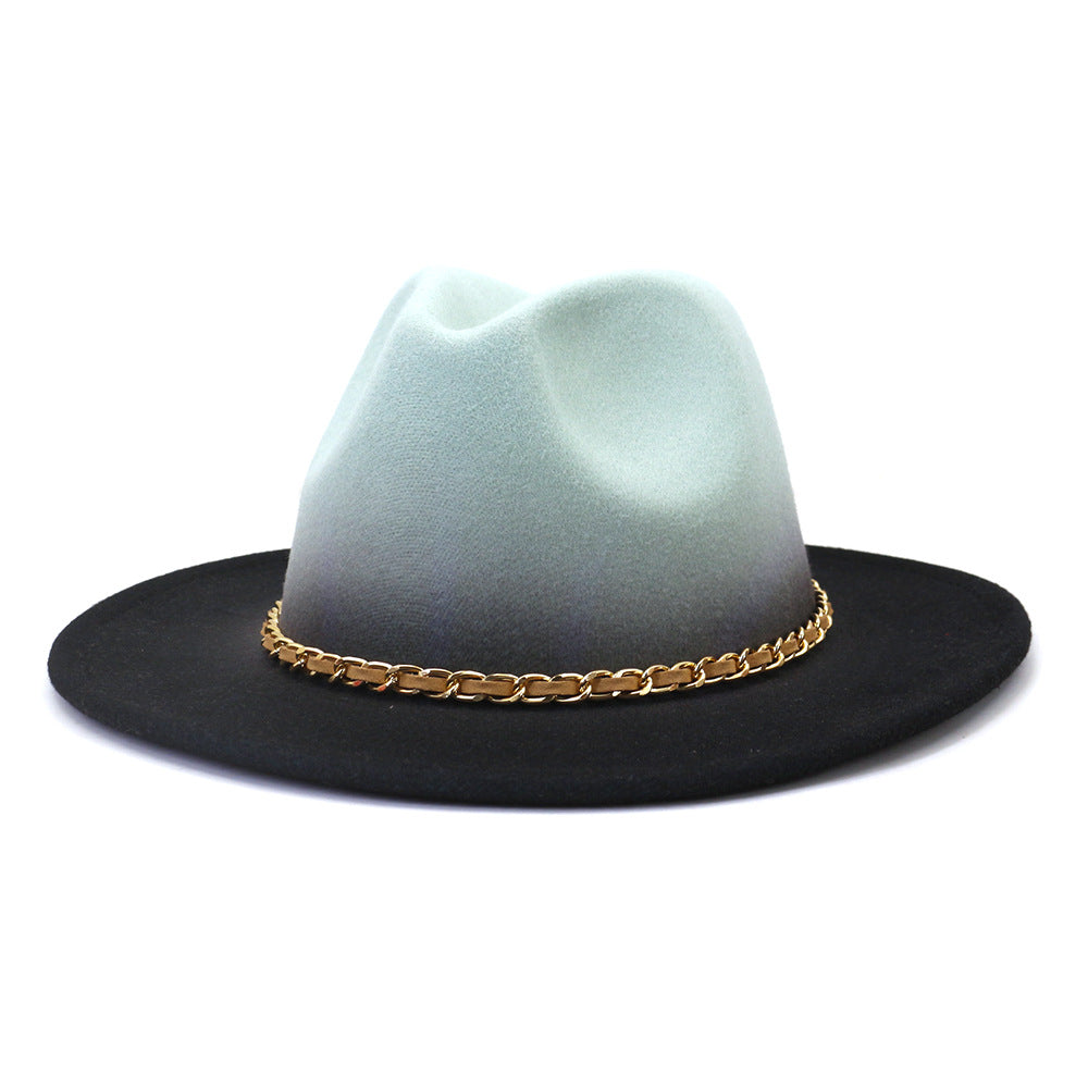 Wide-brimmed wool hat Autumn and winter British style Men and women