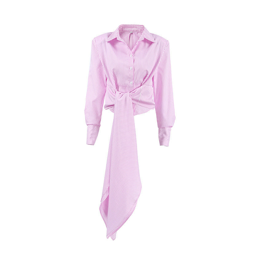 Design Sense French Style Tied Striped Shirt