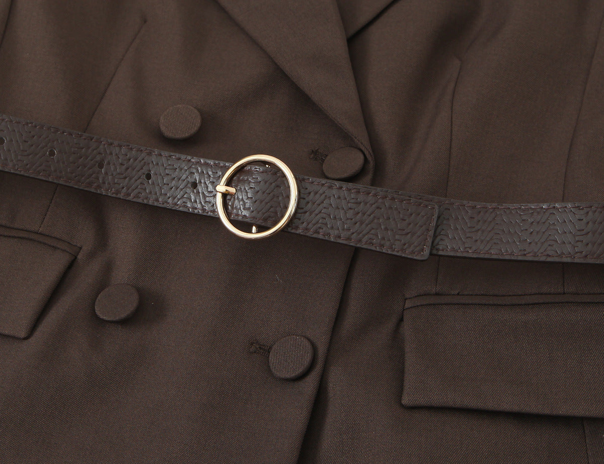 Women's Fashion Belt Vest Straight Suit