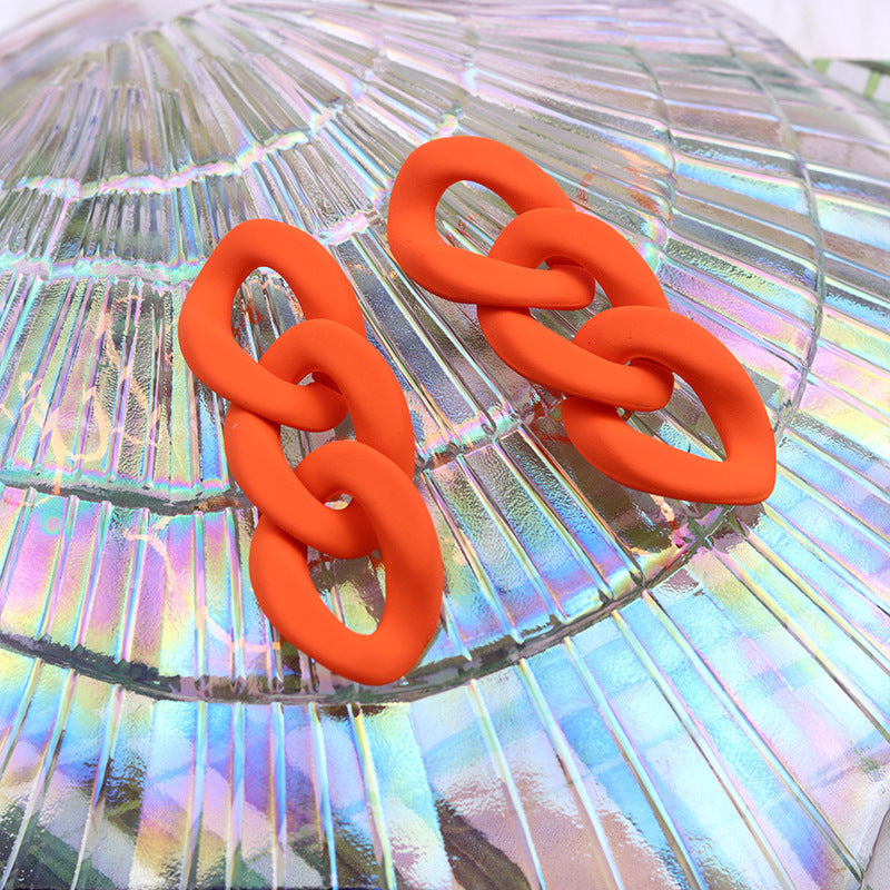 Fashion Three-piece Chain Stud Earrings Simple Personality Acrylic