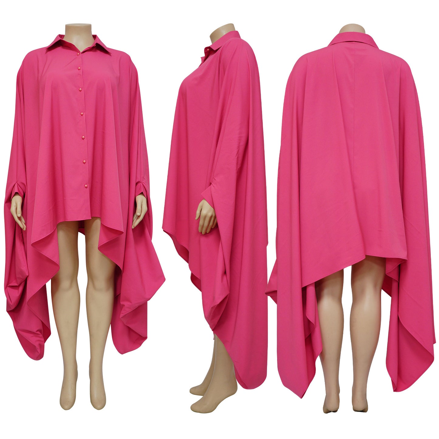 Plus Size Blouse Irregular Batwing Sleeve Dress