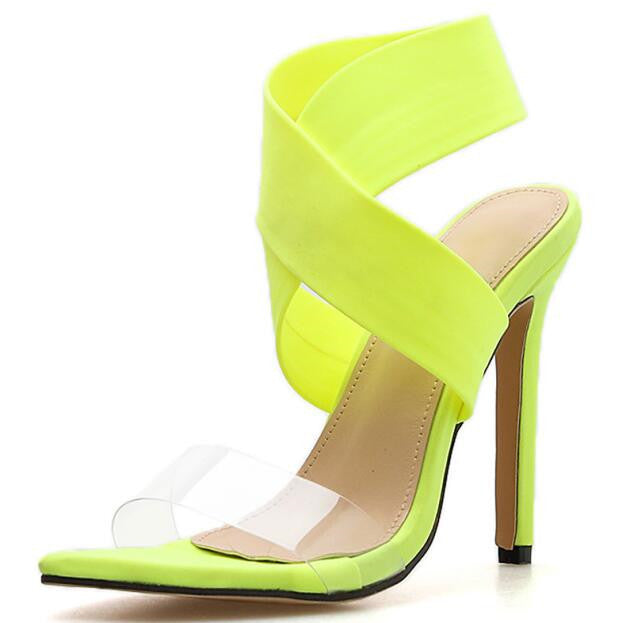 Super high heel fluorescent Roman shoes