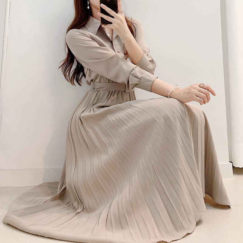 Women's French Waist Slim Temperament Shirt Dress