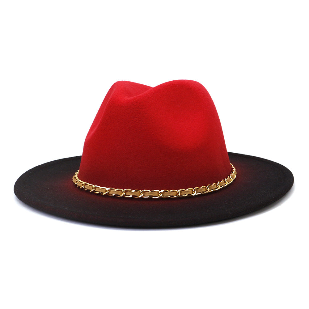 Wide-brimmed wool hat Autumn and winter British style Men and women