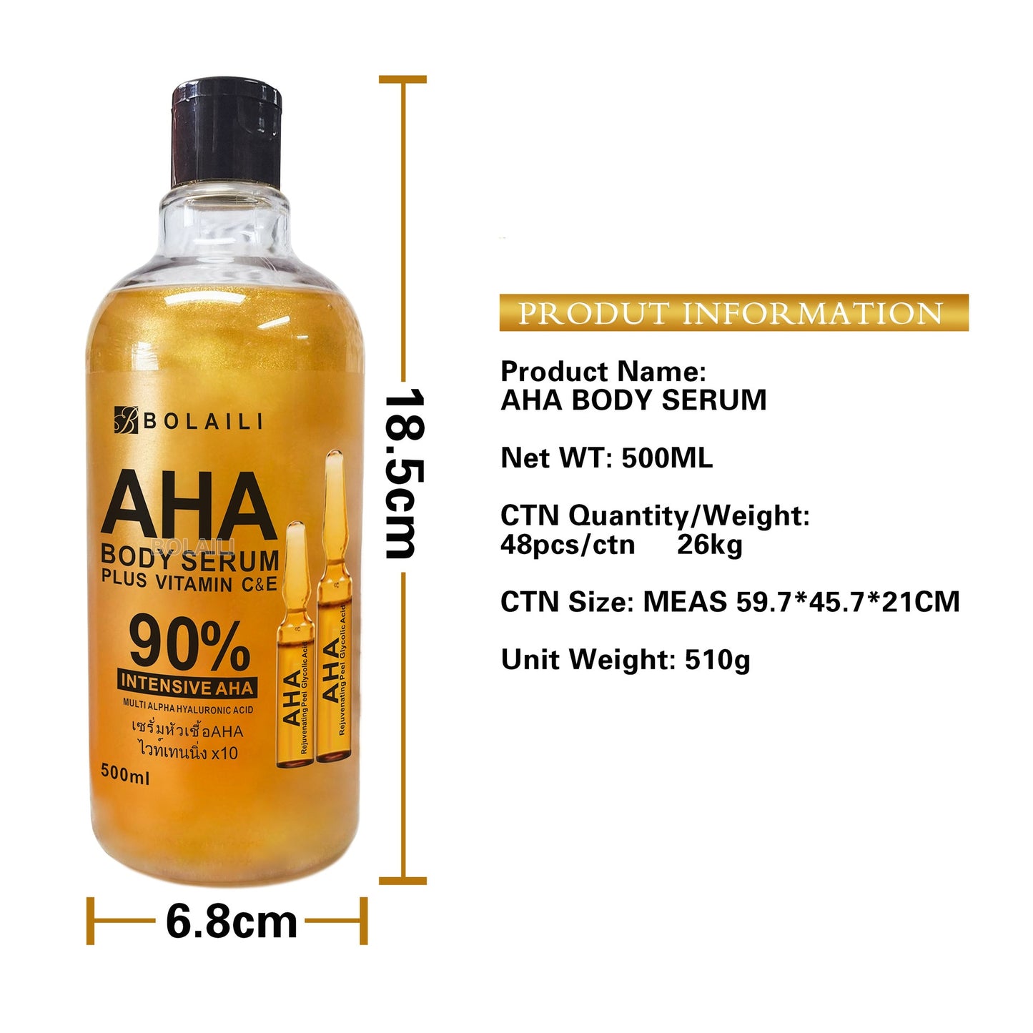 ALPHA Hydroxy Acids Face Serum Vitamin C and E Hydrating Firming Brightening And Fine Line Reducing Facial Moisturizing Serum Concentrate 500ml