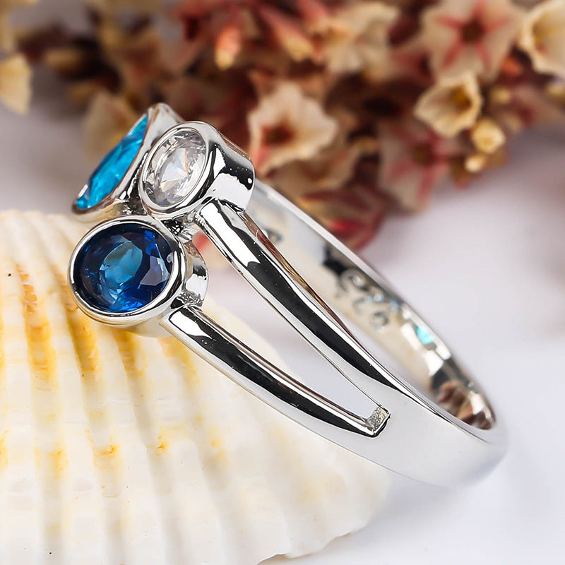 Women's Elegant Irregular Tricolor Stone Ring