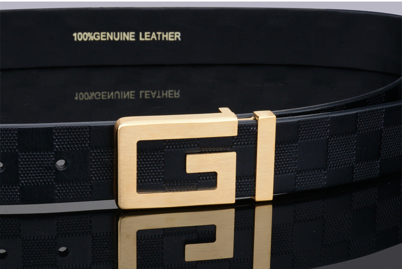 Men's leather buckle belt