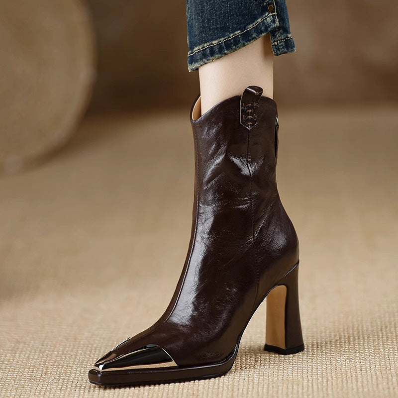 Fashion Boots Women's Pointed-toe Retro Mid-calf