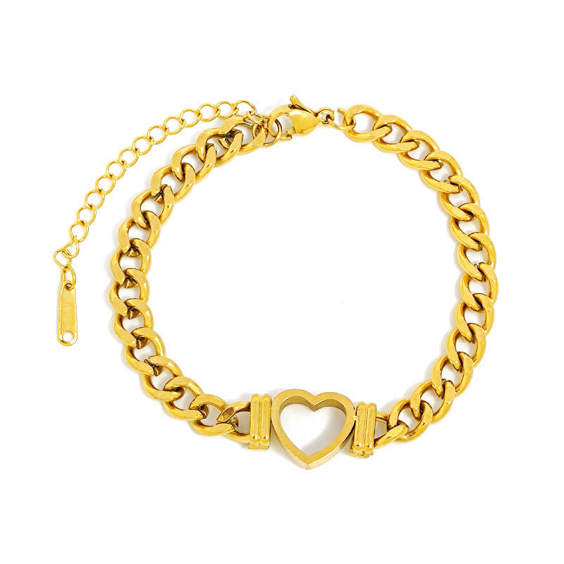 Stainless Steel Heart-shaped Necklace Bracelet Gift Set