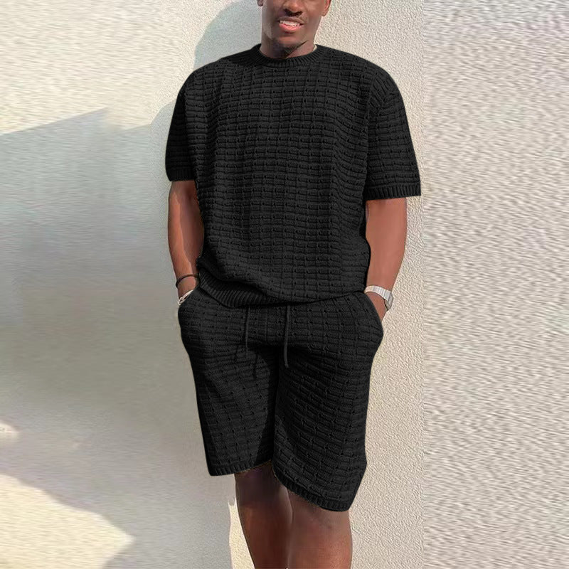 Men's Summer Suit Fashion Loose Men 2 Pieces Outfit Summer Short Set
