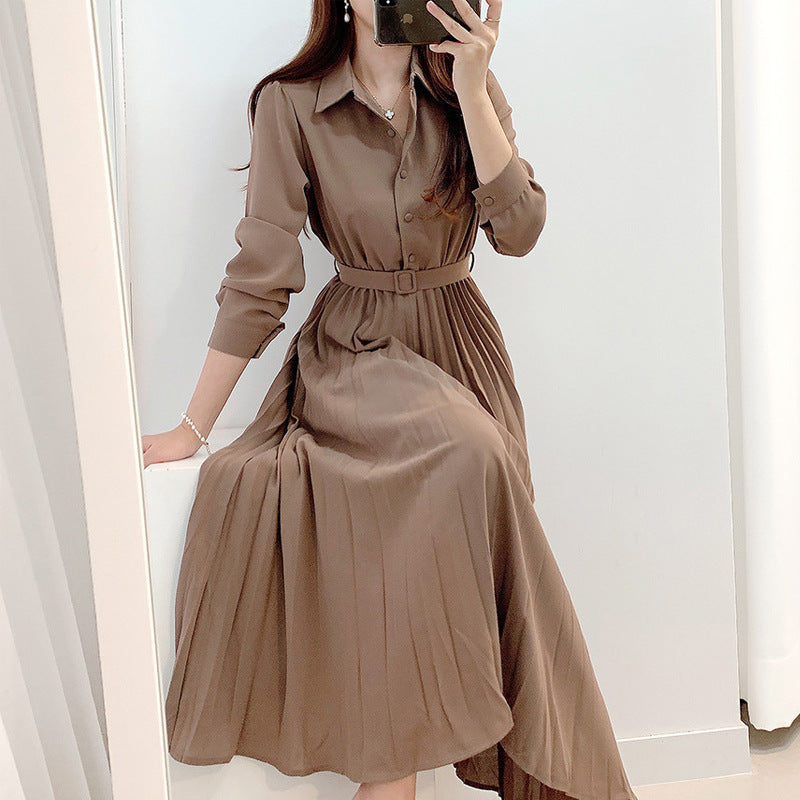Women's French Waist Slim Temperament Shirt Dress