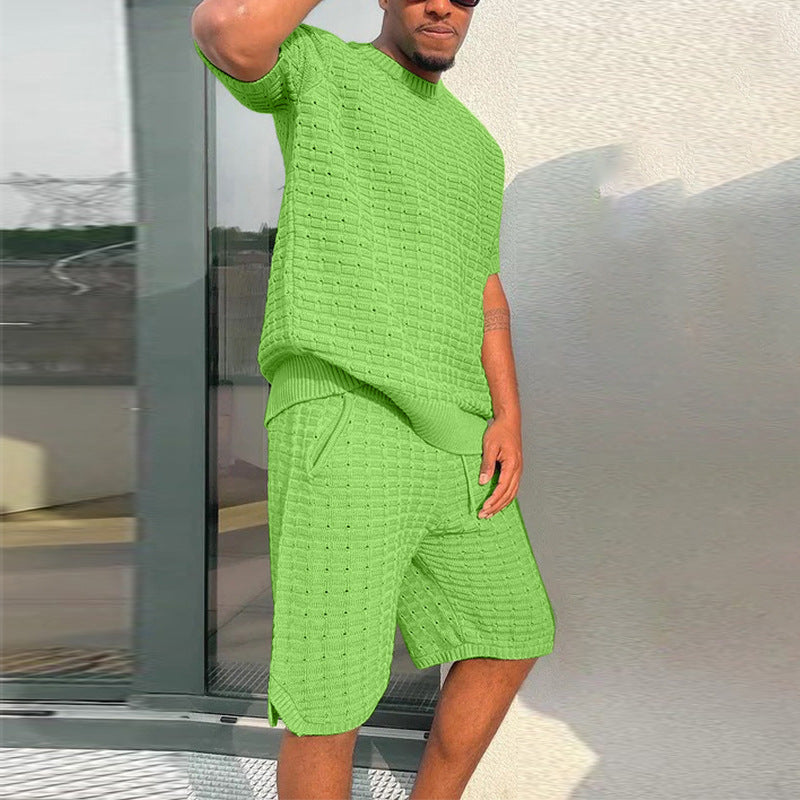 Men's Summer Suit Fashion Loose Men 2 Pieces Outfit Summer Short Set