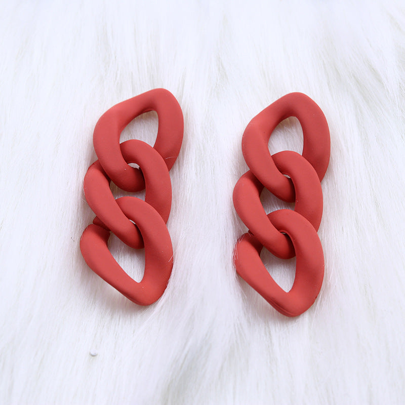 Fashion Three-piece Chain Stud Earrings Simple Personality Acrylic