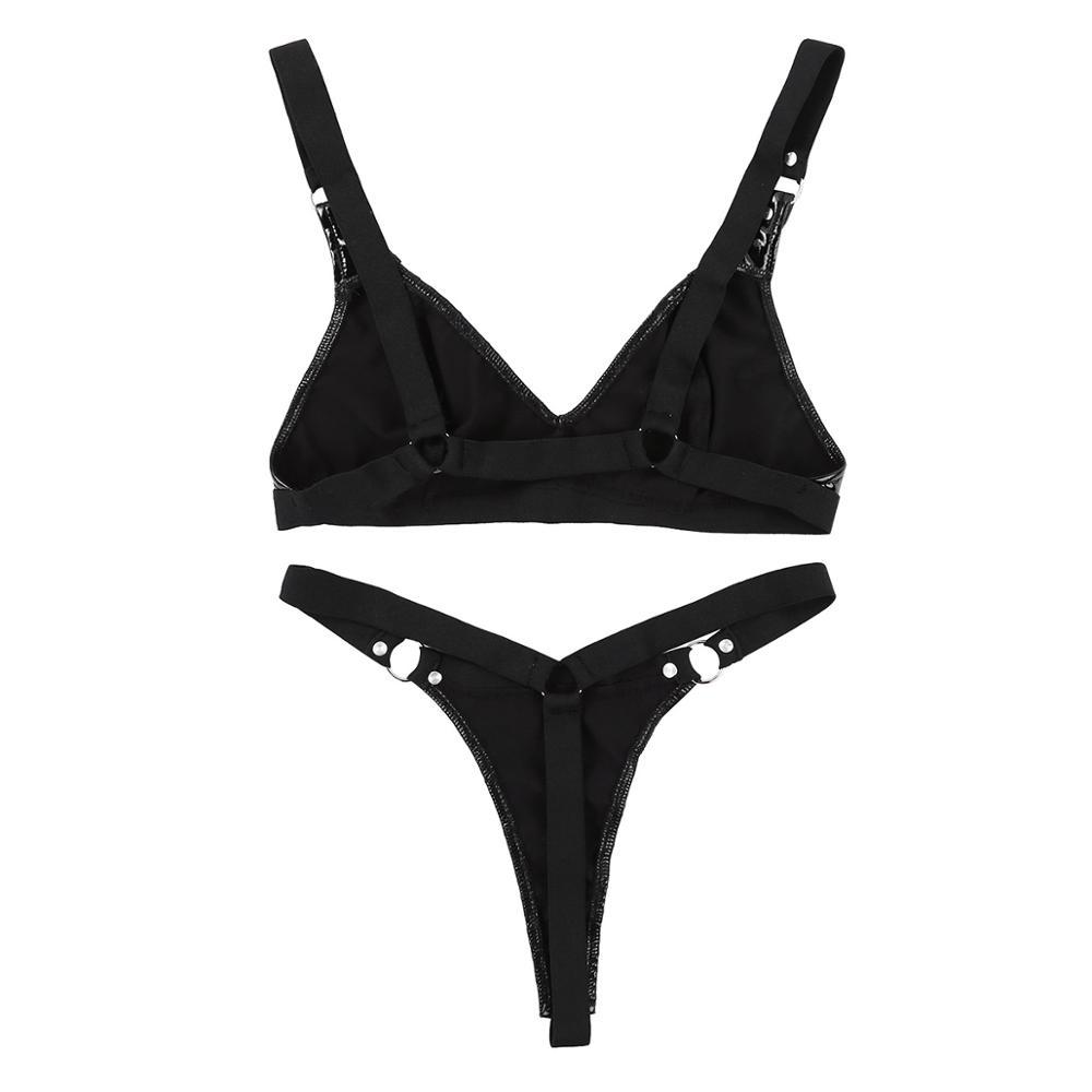 PVC High-gloss Patent Leather Bikini Set