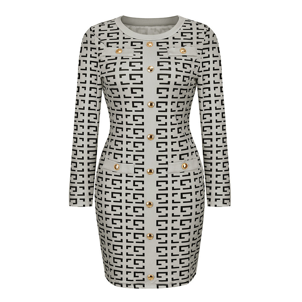 ZARA COLLECTION European And American Slim Temperament Knitted Button Dress