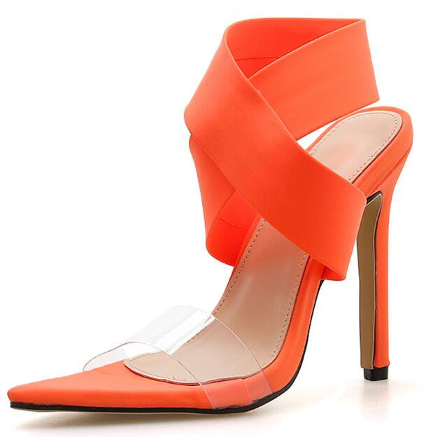 Super high heel fluorescent Roman shoes