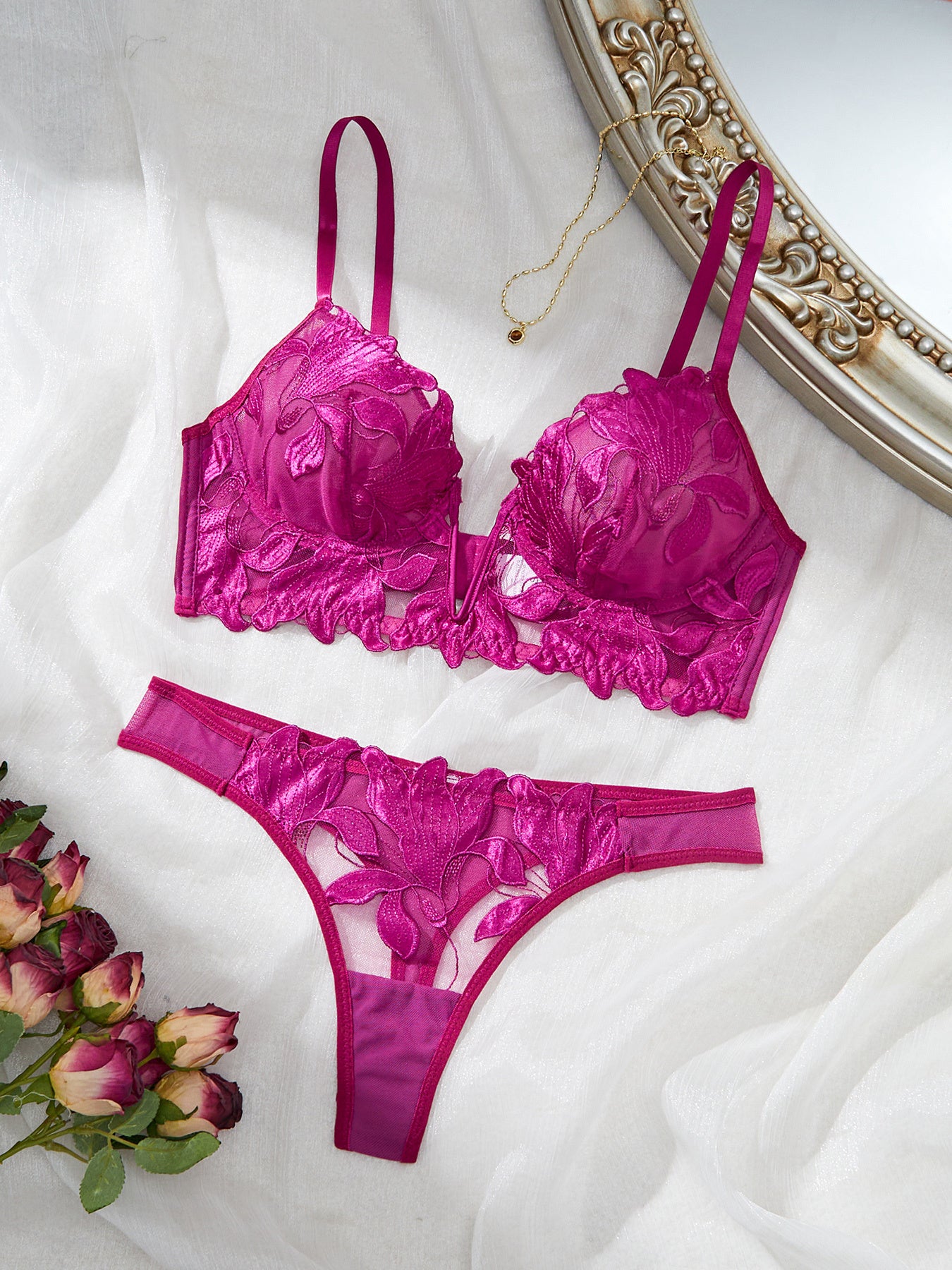 Underwear Set Embroidered Lace Bra Uniform
