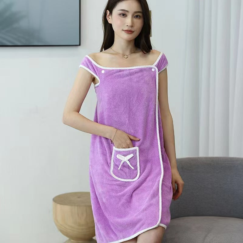 Bath Towels Suspenders Coral Fleece Bath Skirt
