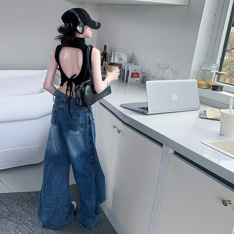 ZARA COLLECTION Summer Vest Jeans Loose Straight Wide Leg Pants