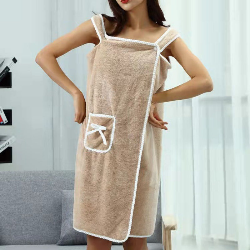 Bath Towels Suspenders Coral Fleece Bath Skirt