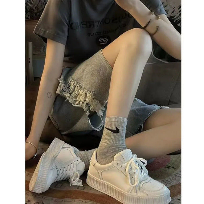 Irregular Ripped Denim American High Street Hot Girl Shorts