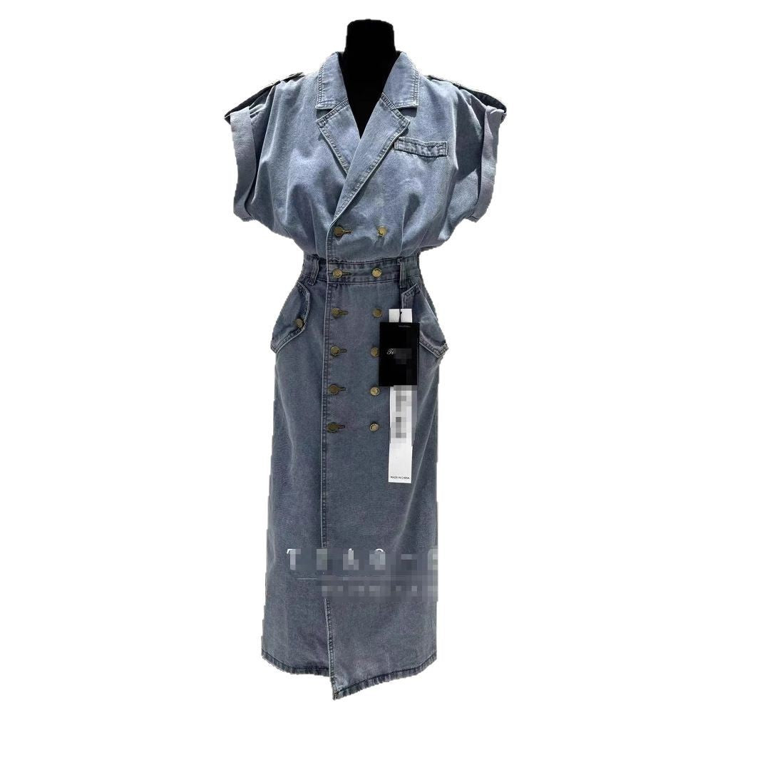 Elegant Slimming Casual Denim Skirt For Women Small Size Dress Trendy