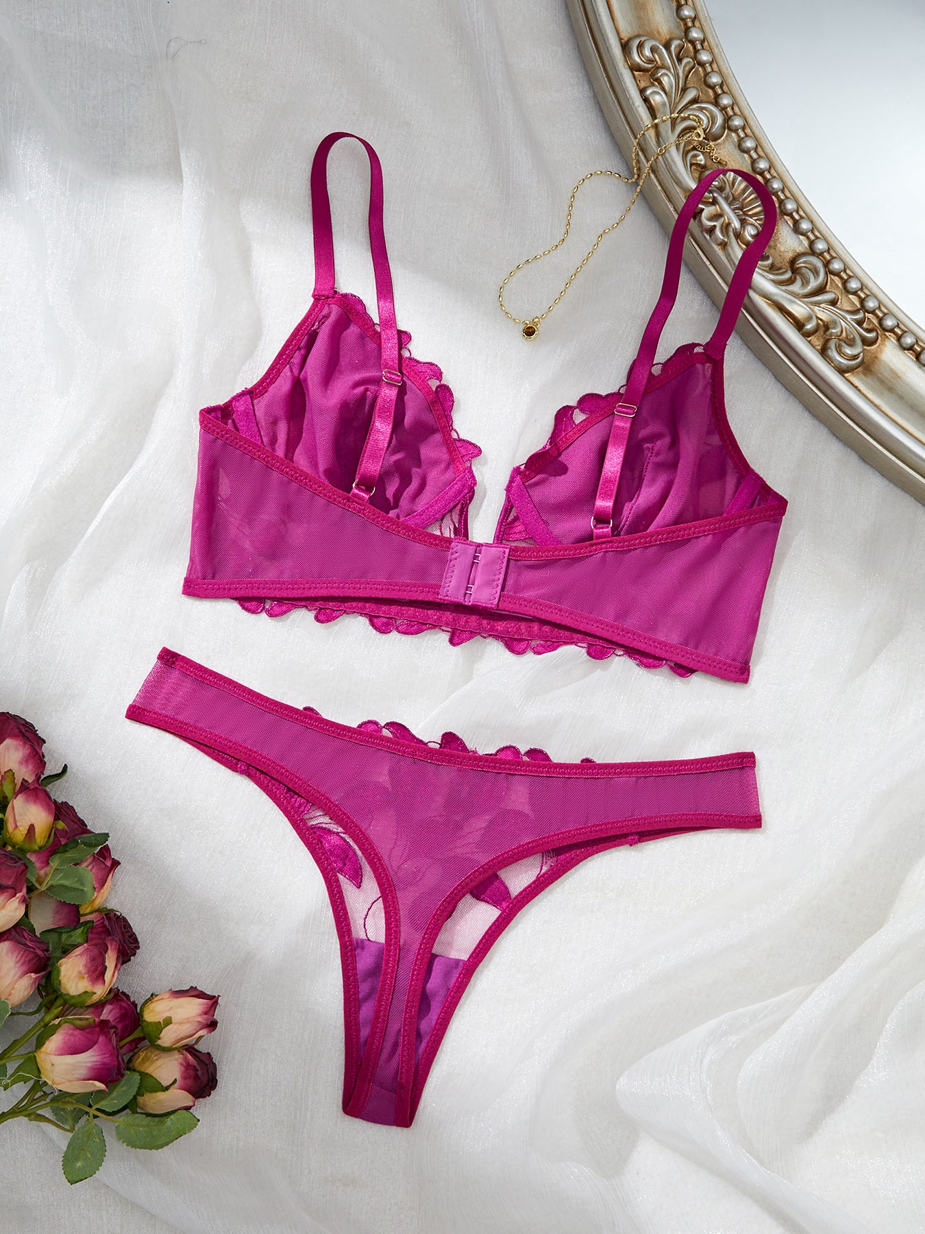 Underwear Set Embroidered Lace Bra Uniform