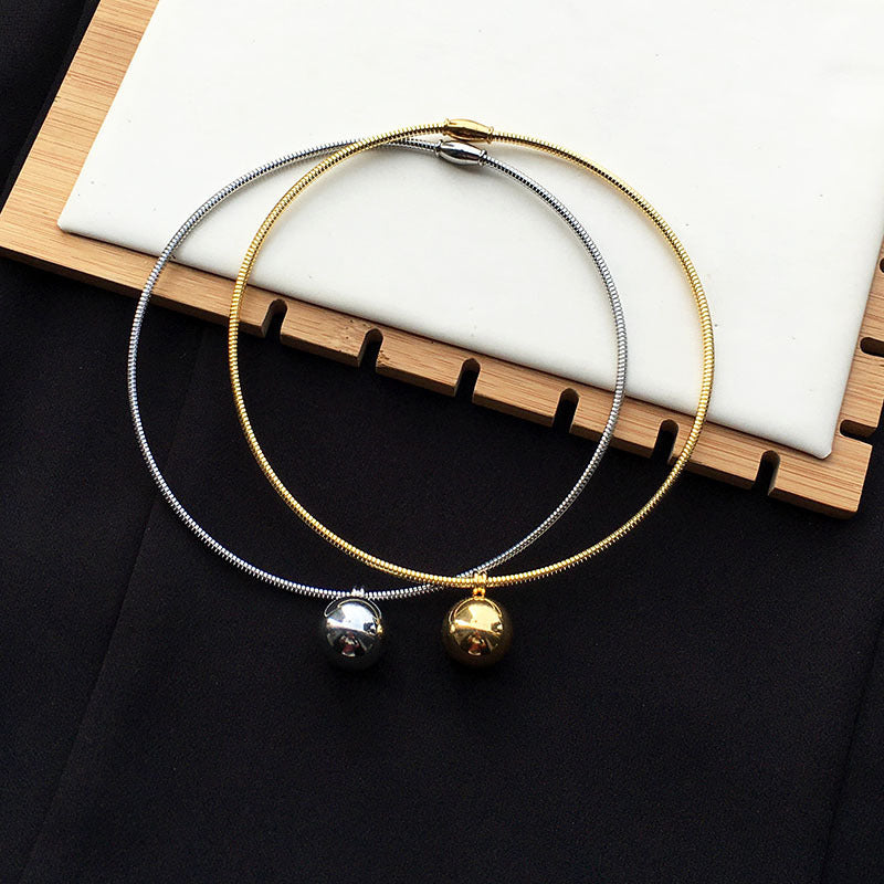 Light Luxury Micro Elastic Necklace Ball Pendant Necklace