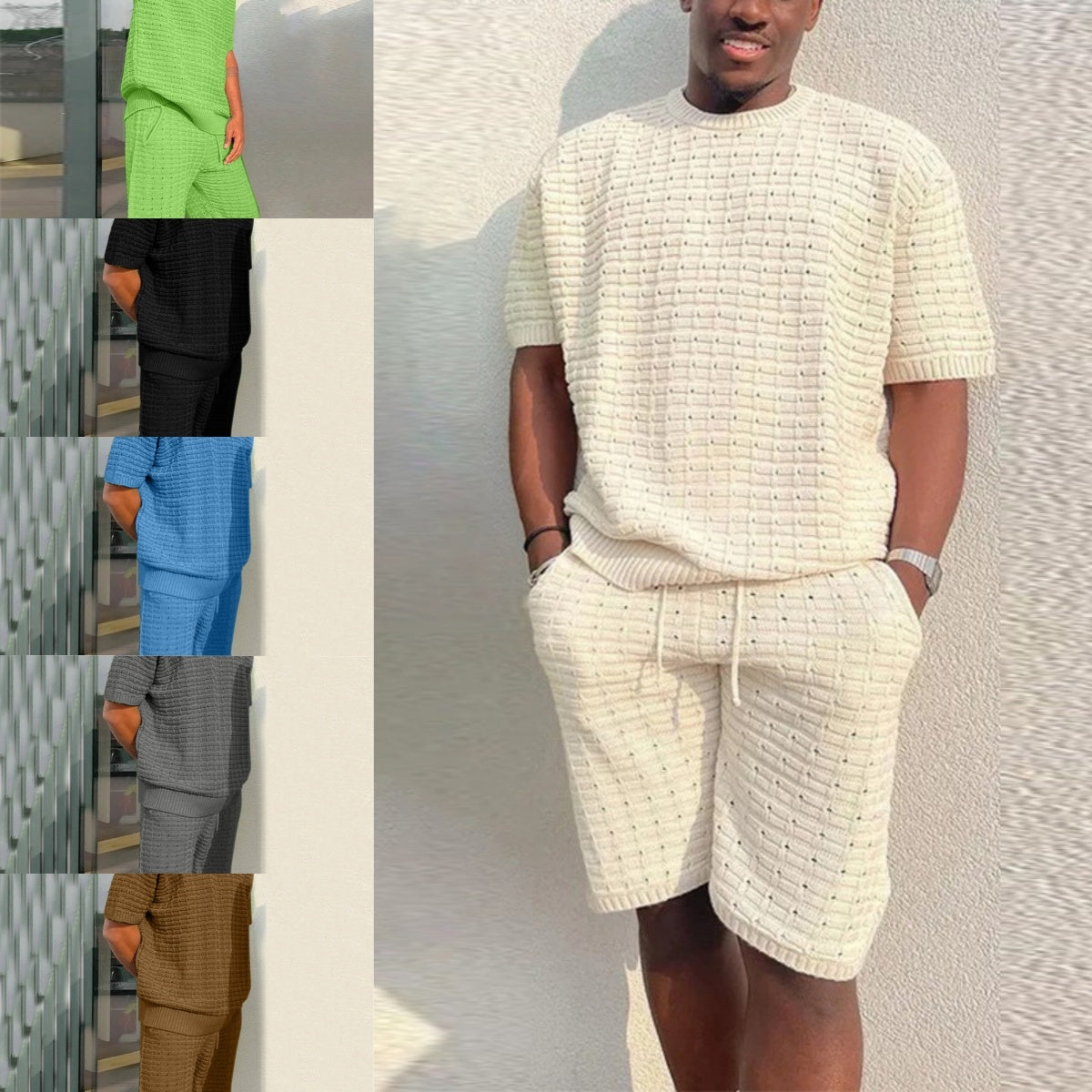 Men's Summer Suit Fashion Loose Men 2 Pieces Outfit Summer Short Set
