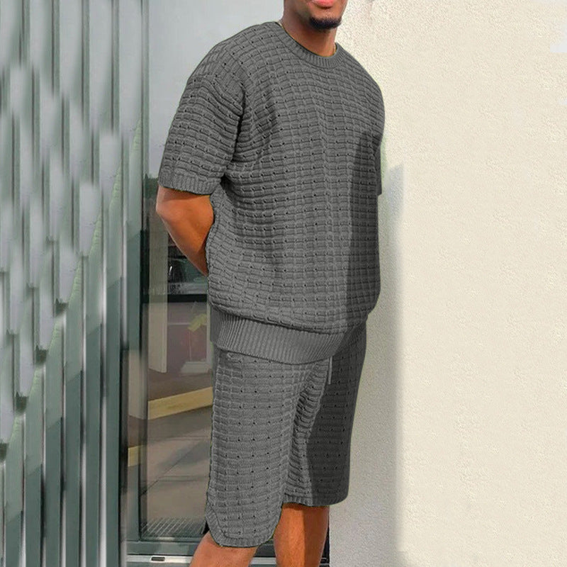 Men's Summer Suit Fashion Loose Men 2 Pieces Outfit Summer Short Set