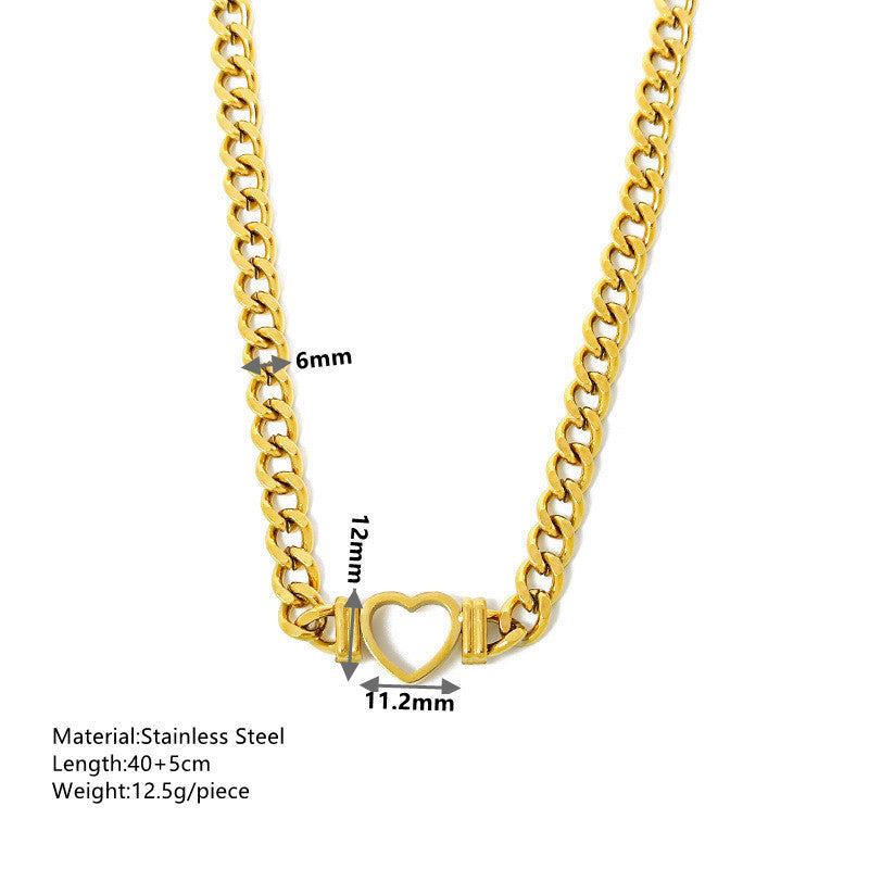 Stainless Steel Heart-shaped Necklace Bracelet Gift Set